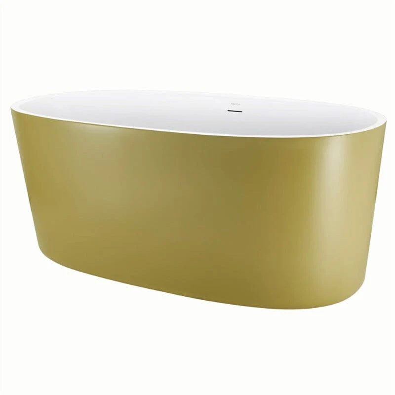Mokleba 59" Acrylic Modern Bathtub Oval Shape Freestanding Soaking Tub - Image 15
