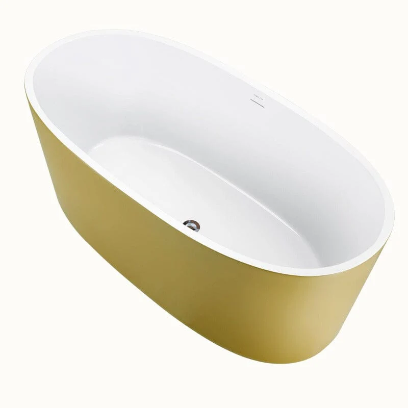 Mokleba 59" Acrylic Modern Bathtub Oval Shape Freestanding Soaking Tub - Image 17