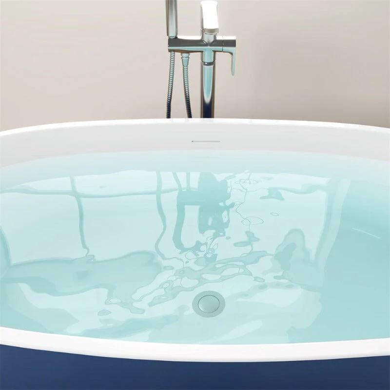 Mokleba 59" Acrylic Modern Bathtub Oval Shape Freestanding Soaking Tub - Image 26