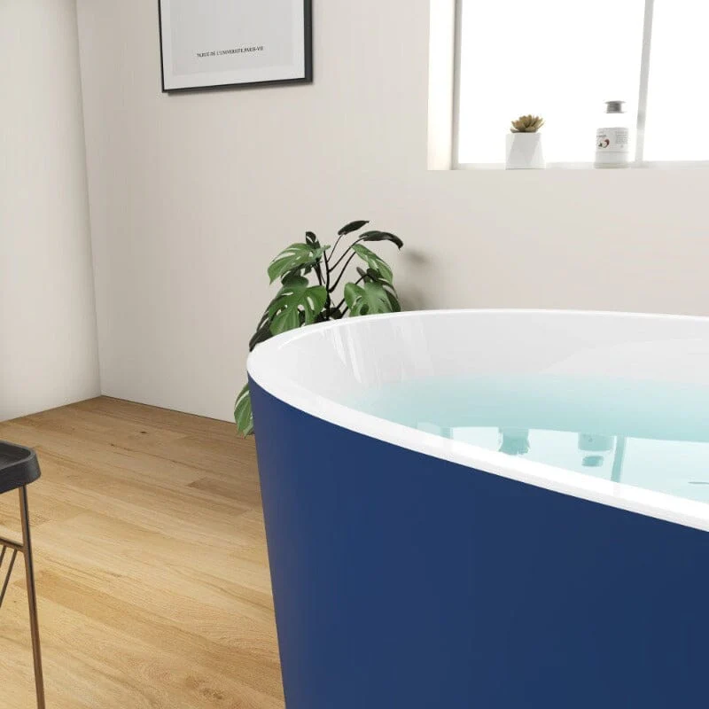 Mokleba 59" Acrylic Modern Bathtub Oval Shape Freestanding Soaking Tub - Image 27
