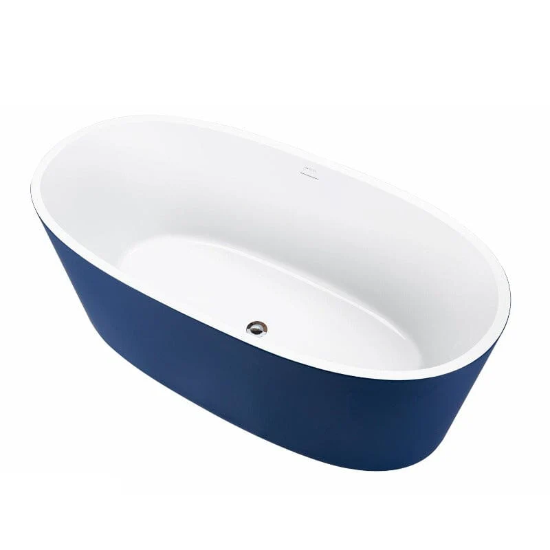 Mokleba 59" Acrylic Modern Bathtub Oval Shape Freestanding Soaking Tub - Image 30