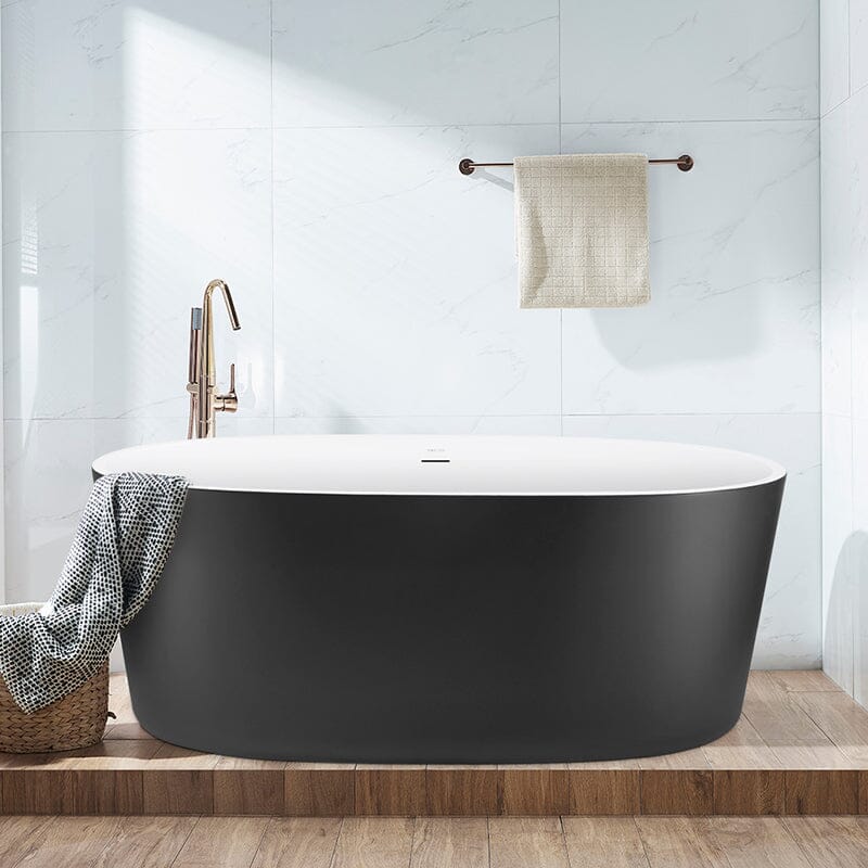 Mokleba 59" Acrylic Modern Bathtub Oval Shape Freestanding Soaking Tub - Image 32