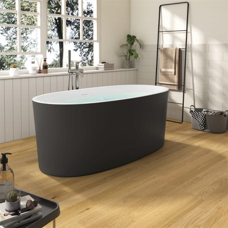 Mokleba 59" Acrylic Modern Bathtub Oval Shape Freestanding Soaking Tub - Image 33