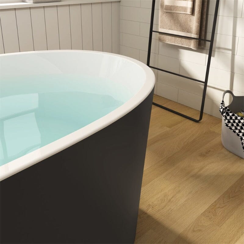 Mokleba 59" Acrylic Modern Bathtub Oval Shape Freestanding Soaking Tub - Image 36