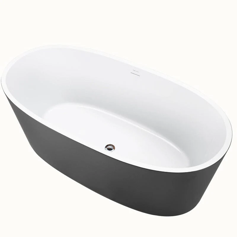Mokleba 59" Acrylic Modern Bathtub Oval Shape Freestanding Soaking Tub - Image 39