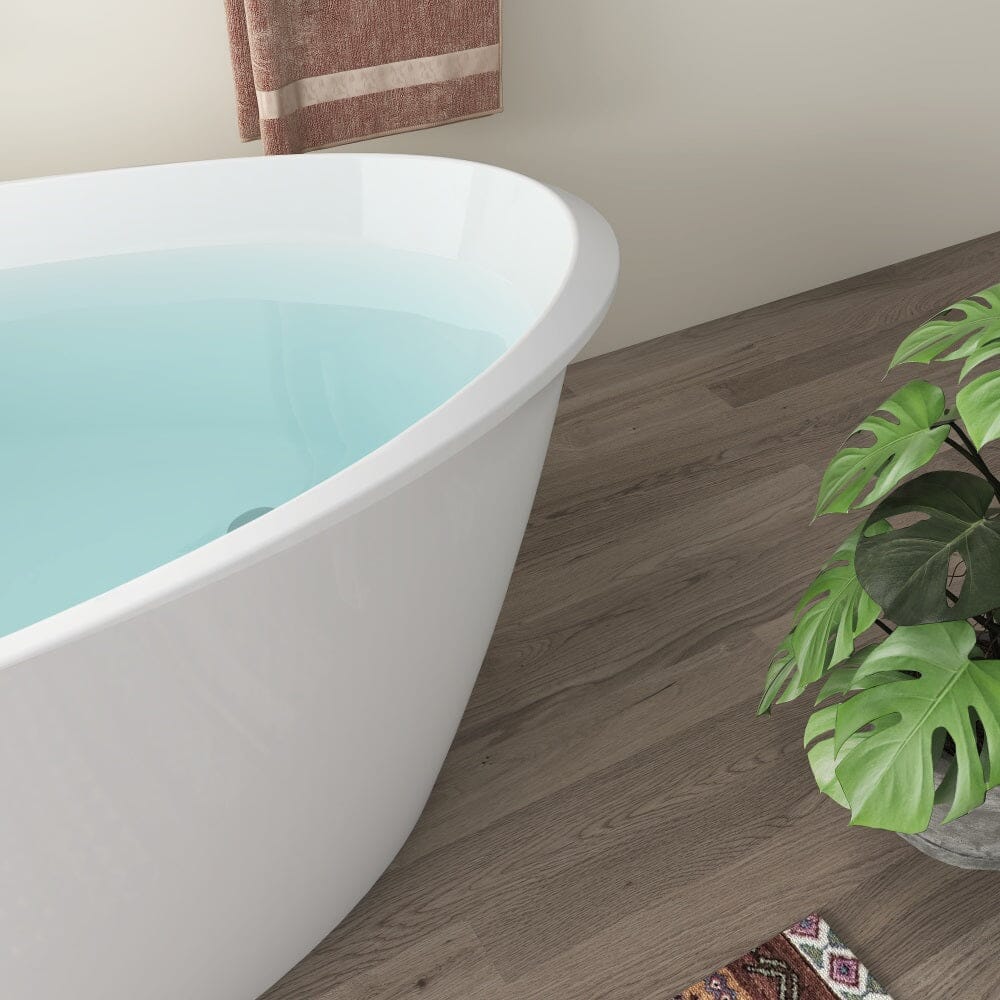 Mokleba 59" Acrylic Oval Shape Freestanding Soaking Bathtub with Overflow - Image 12