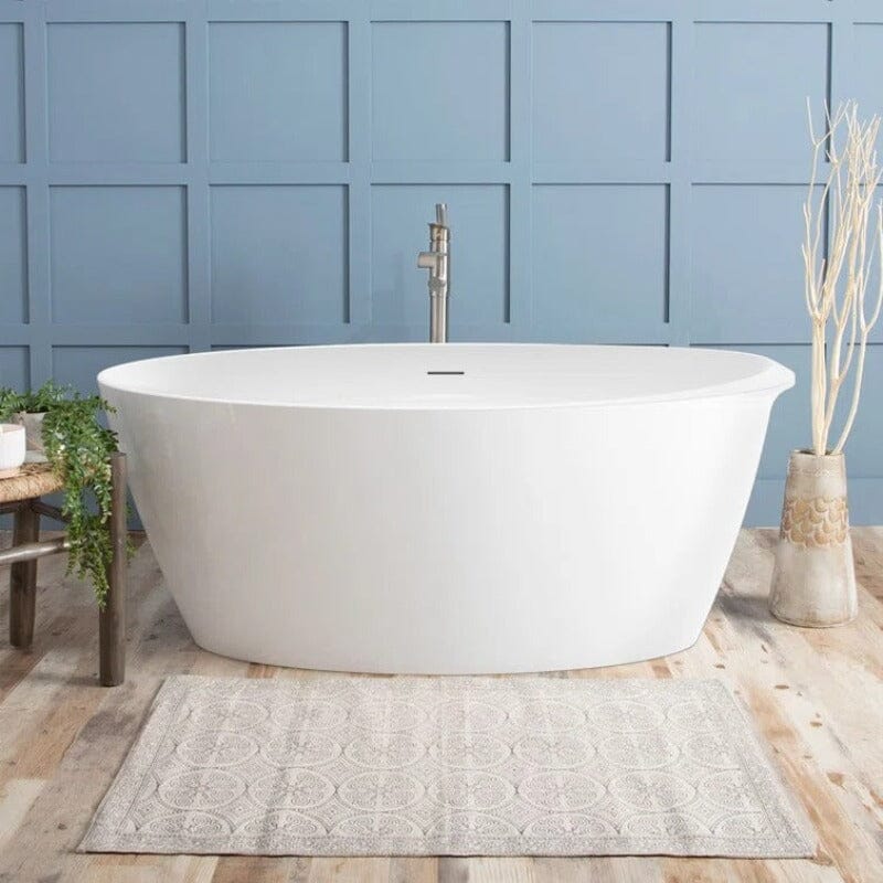 Mokleba 59" Acrylic Oval Shape Freestanding Soaking Bathtub with Overflow - Image 5