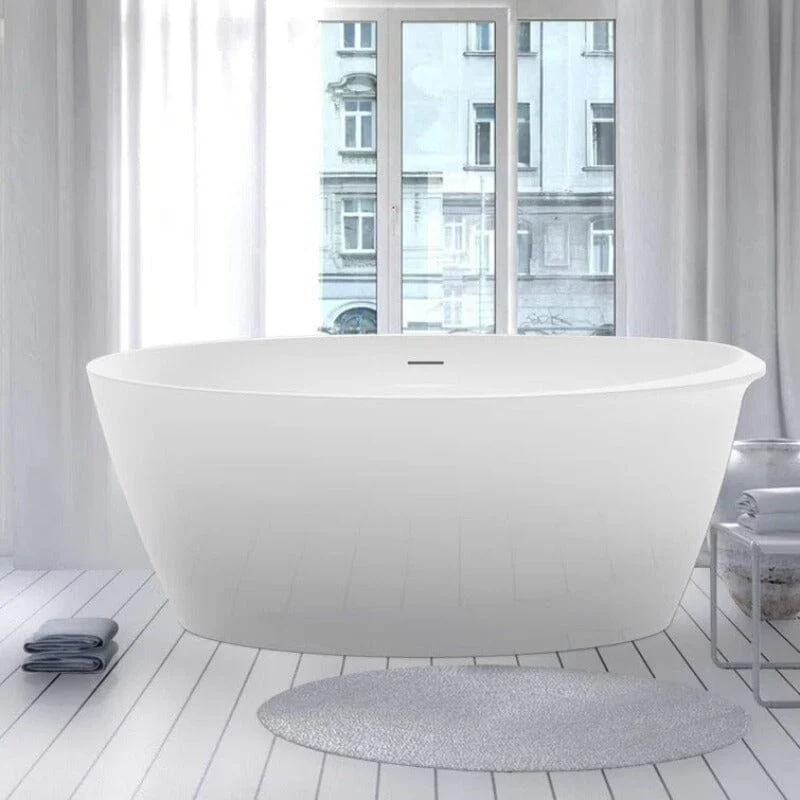 Mokleba 59" Acrylic Oval Shape Freestanding Soaking Bathtub with Overflow - Image 6