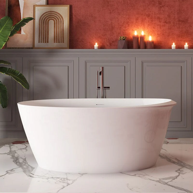 Mokleba 59" Acrylic Oval Shape Freestanding Soaking Bathtub with Overflow - Image 8