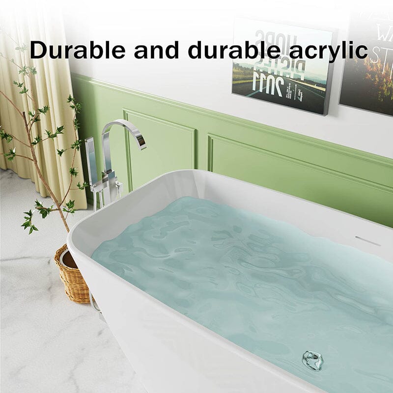 Mokleba 59'' Acrylic Tub Rectangle Freestanding Soaking Bathtub - Image 10