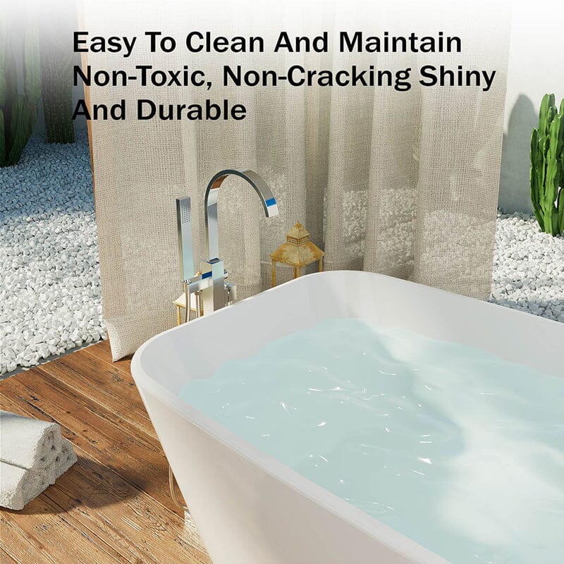 Mokleba 59'' Acrylic Tub Rectangle Freestanding Soaking Bathtub - Image 11