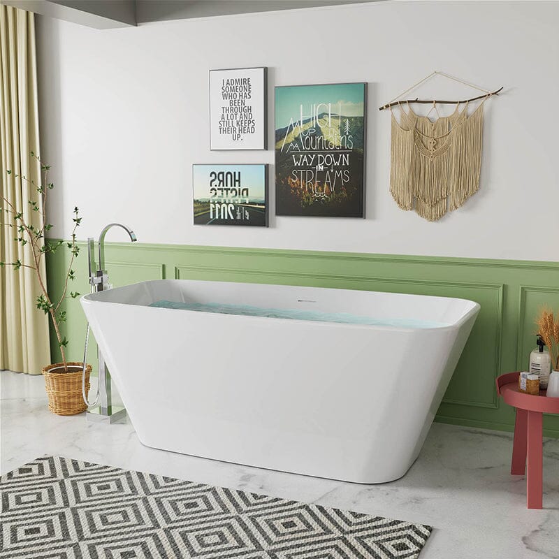 Mokleba 59'' Acrylic Tub Rectangle Freestanding Soaking Bathtub - Image 5