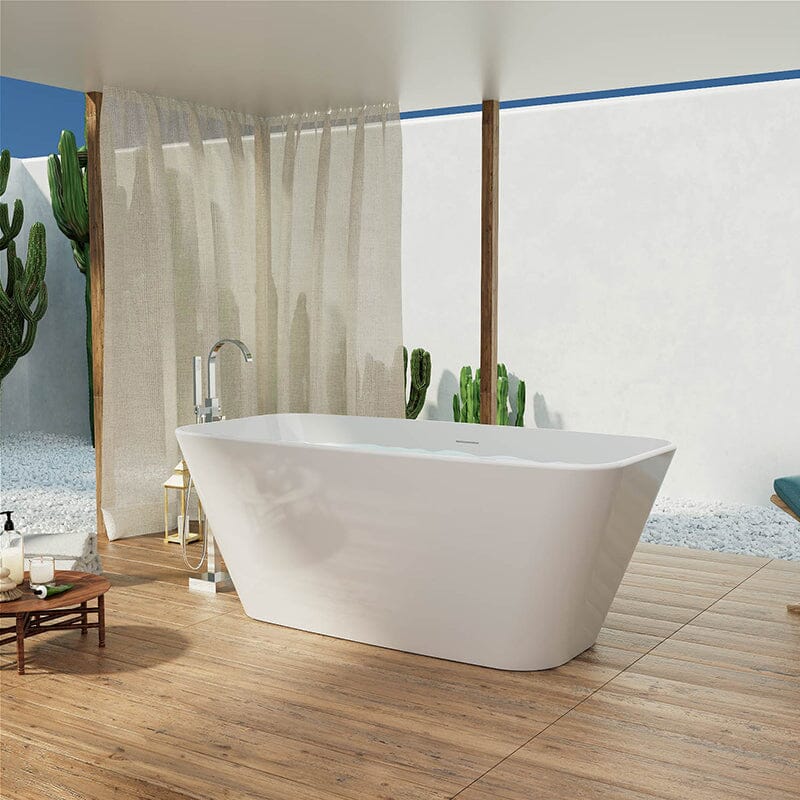 Mokleba 59'' Acrylic Tub Rectangle Freestanding Soaking Bathtub - Image 8