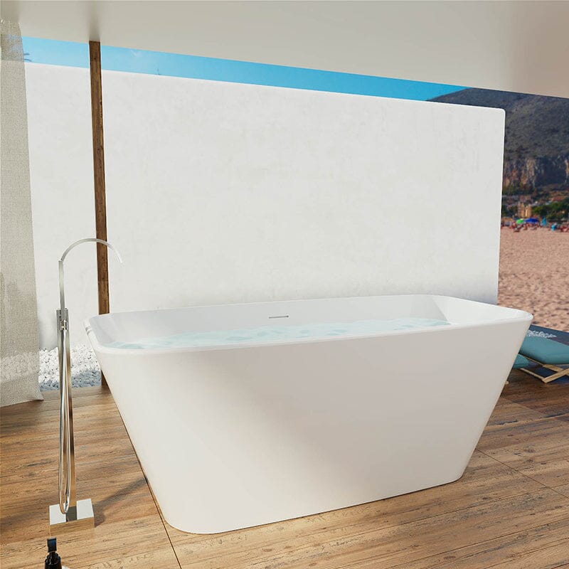 Mokleba 59'' Acrylic Tub Rectangle Freestanding Soaking Bathtub - Image 9