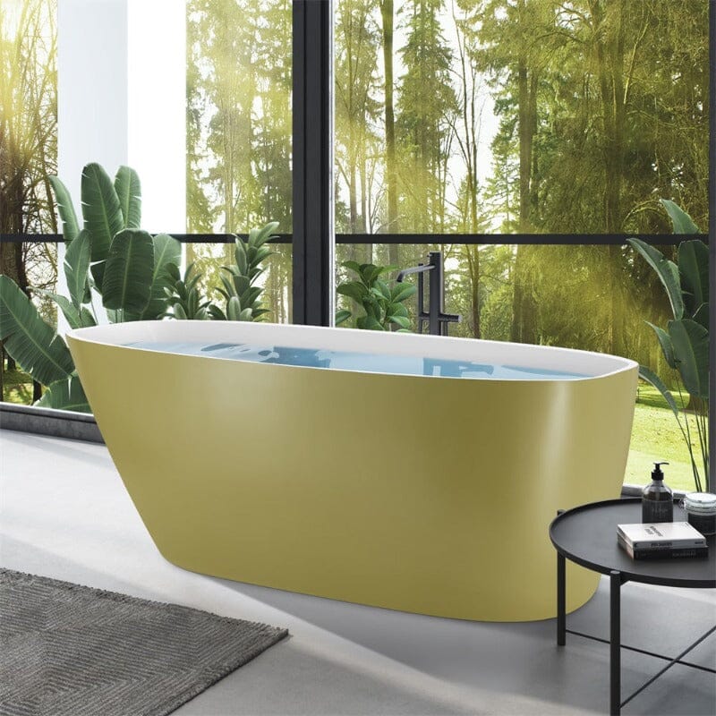 Mokleba 59" Acrylic Egg Shape Free Standing Tub for Bathroom - Image 14