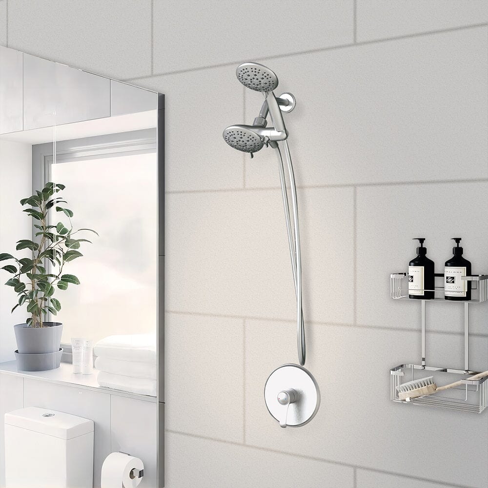 6 Spray Mode Dual Rain & Handheld Shower Heads Combo with Hose - Image 15