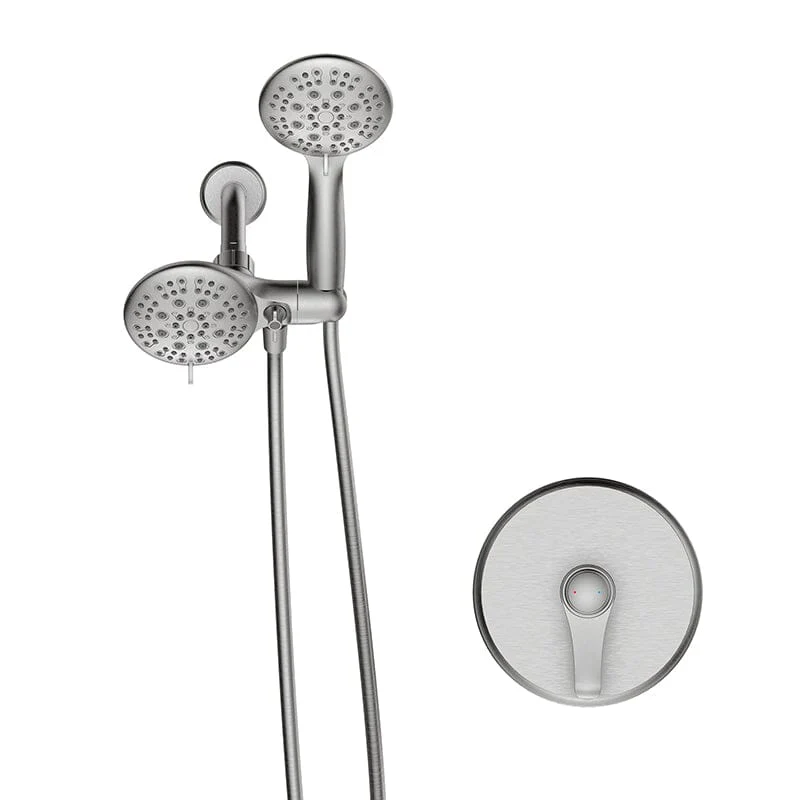 6 Spray Mode Dual Rain & Handheld Shower Heads Combo with Hose - Image 18