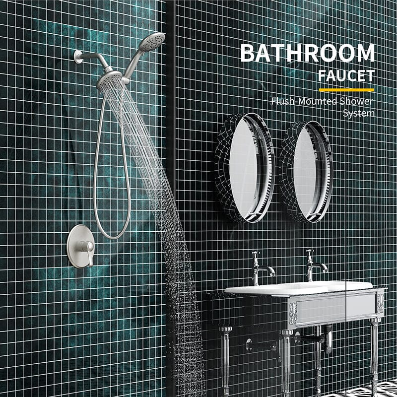 6 Spray Mode Dual Rain & Handheld Shower Heads Combo with Hose - Image 20