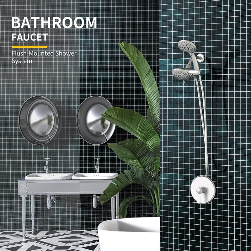 6 Spray Mode Dual Rain & Handheld Shower Heads Combo with Hose - Image 21