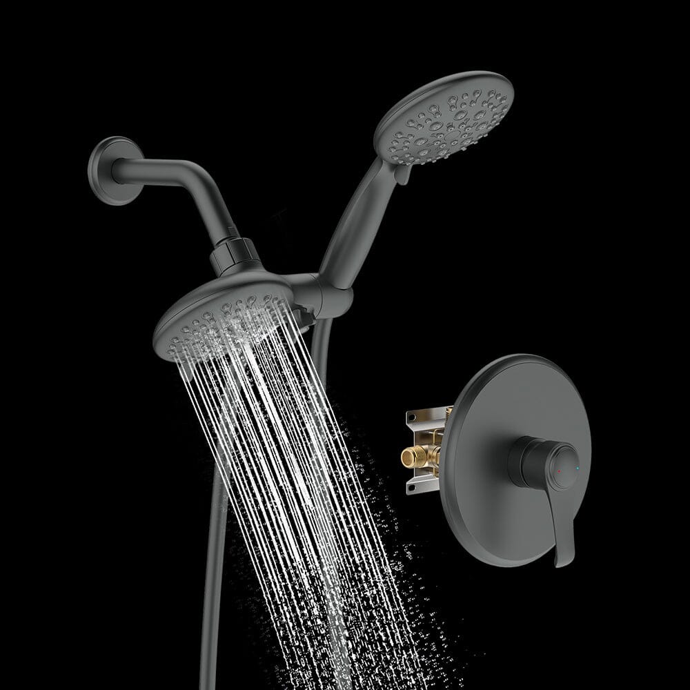 6 Spray Mode Dual Rain & Handheld Shower Heads Combo with Hose - Image 3