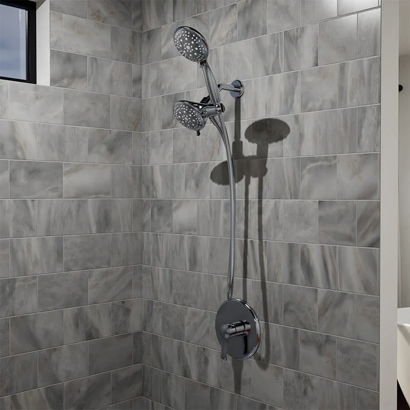 6 Spray Mode Dual Rain & Handheld Shower Heads Combo with Hose - Image 30