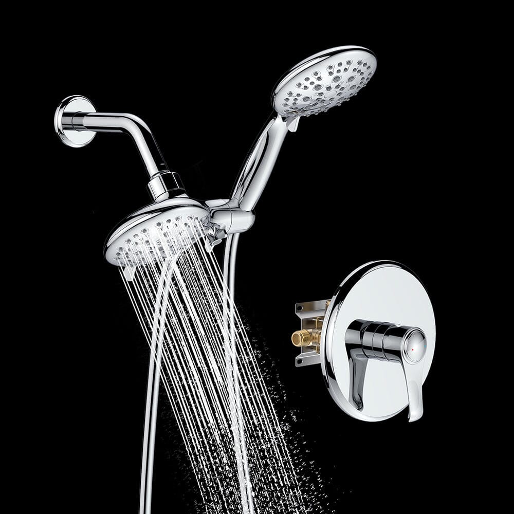 6 Spray Mode Dual Rain & Handheld Shower Heads Combo with Hose - Image 31
