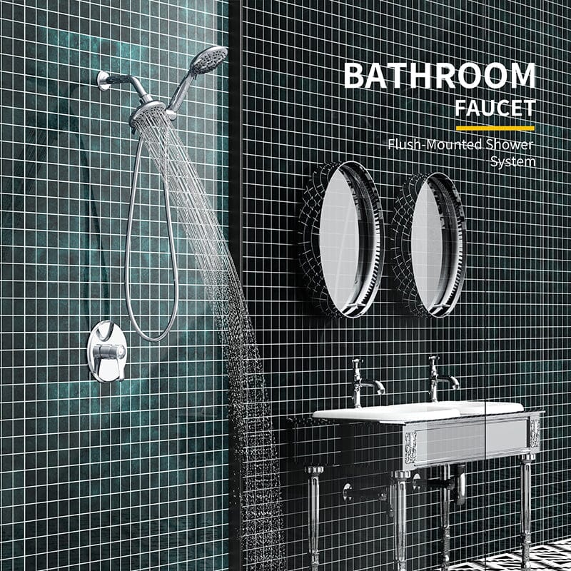 6 Spray Mode Dual Rain & Handheld Shower Heads Combo with Hose - Image 32