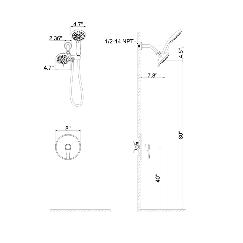 6 Spray Mode Dual Rain & Handheld Shower Heads Combo with Hose - Image 42