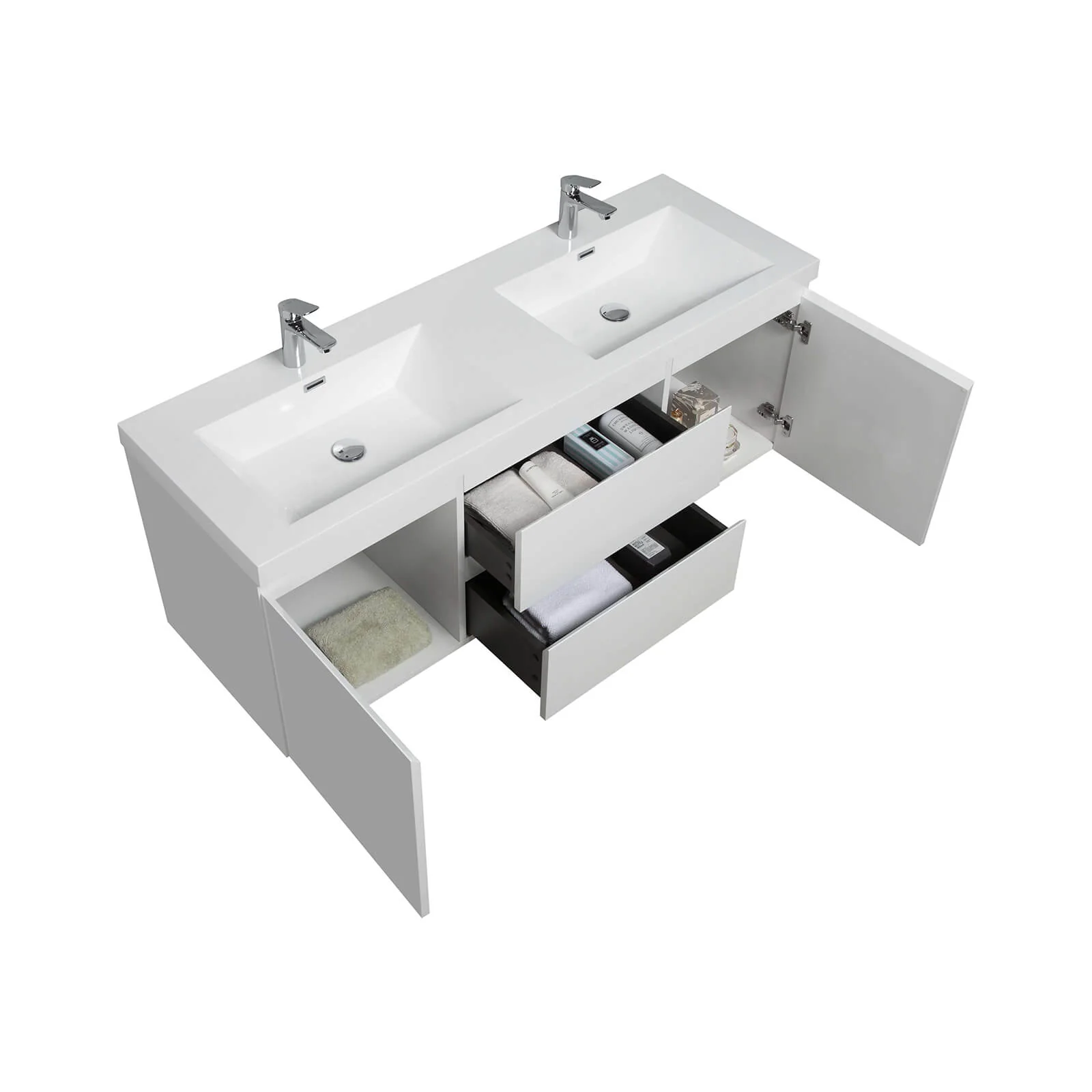 60" Double Sink Bathroom Vanity with Soft-Close Drawers - Image 7
