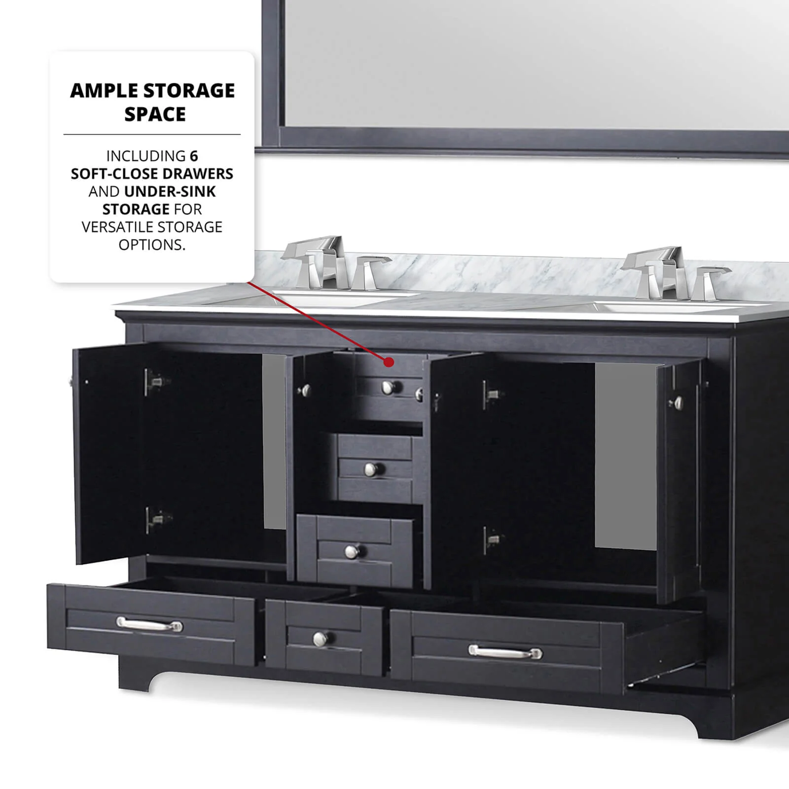 60" Minimalist Design Espresso Double Sink Bathroom Vanity - Image 6