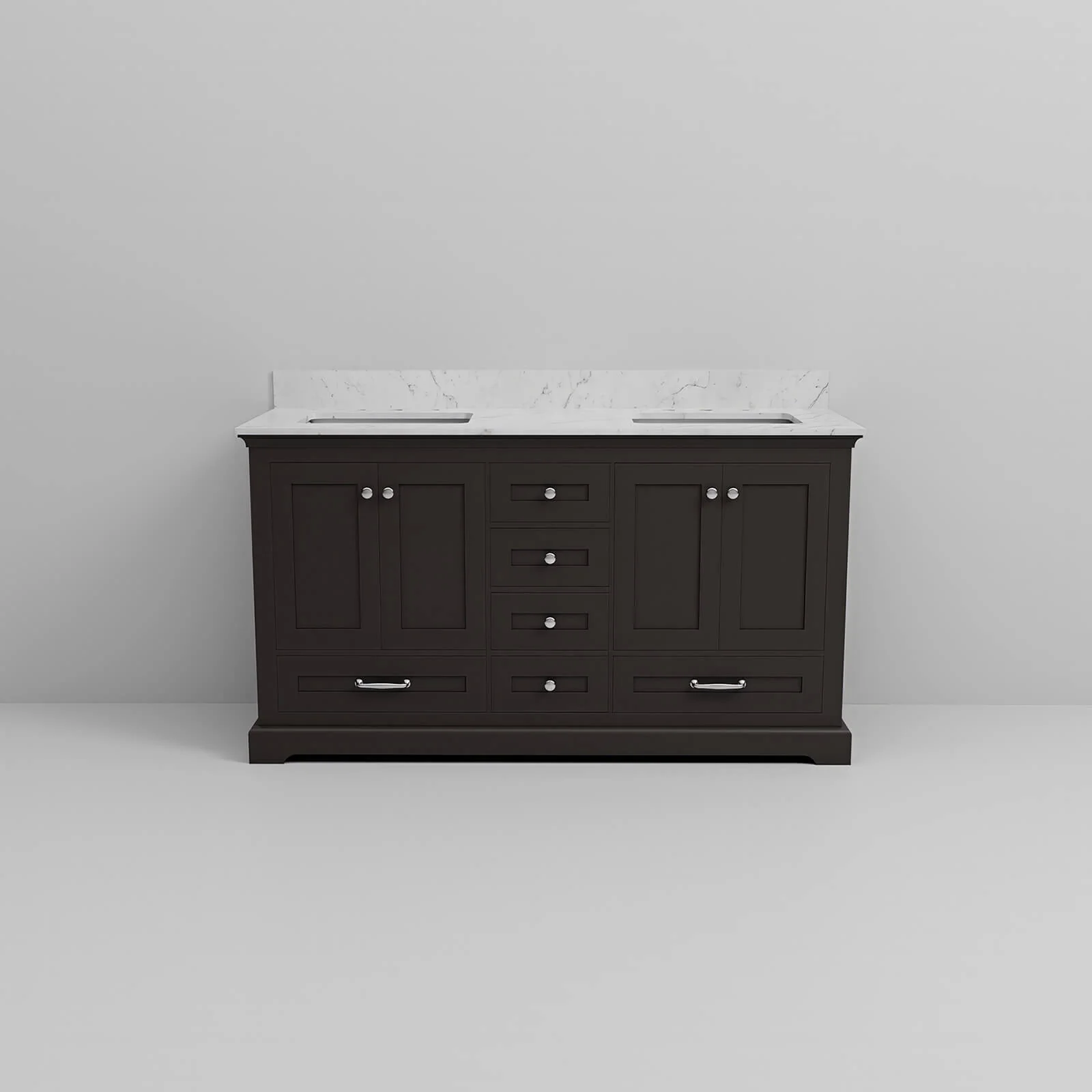 60" Minimalist Design Espresso Double Sink Bathroom Vanity - Image 7