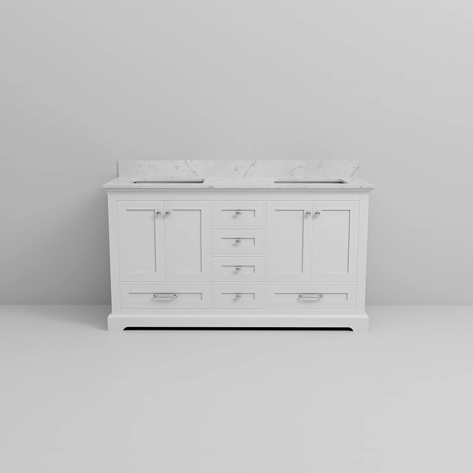 60" Minimalist Design White Double Sink Bathroom Vanity - Image 9