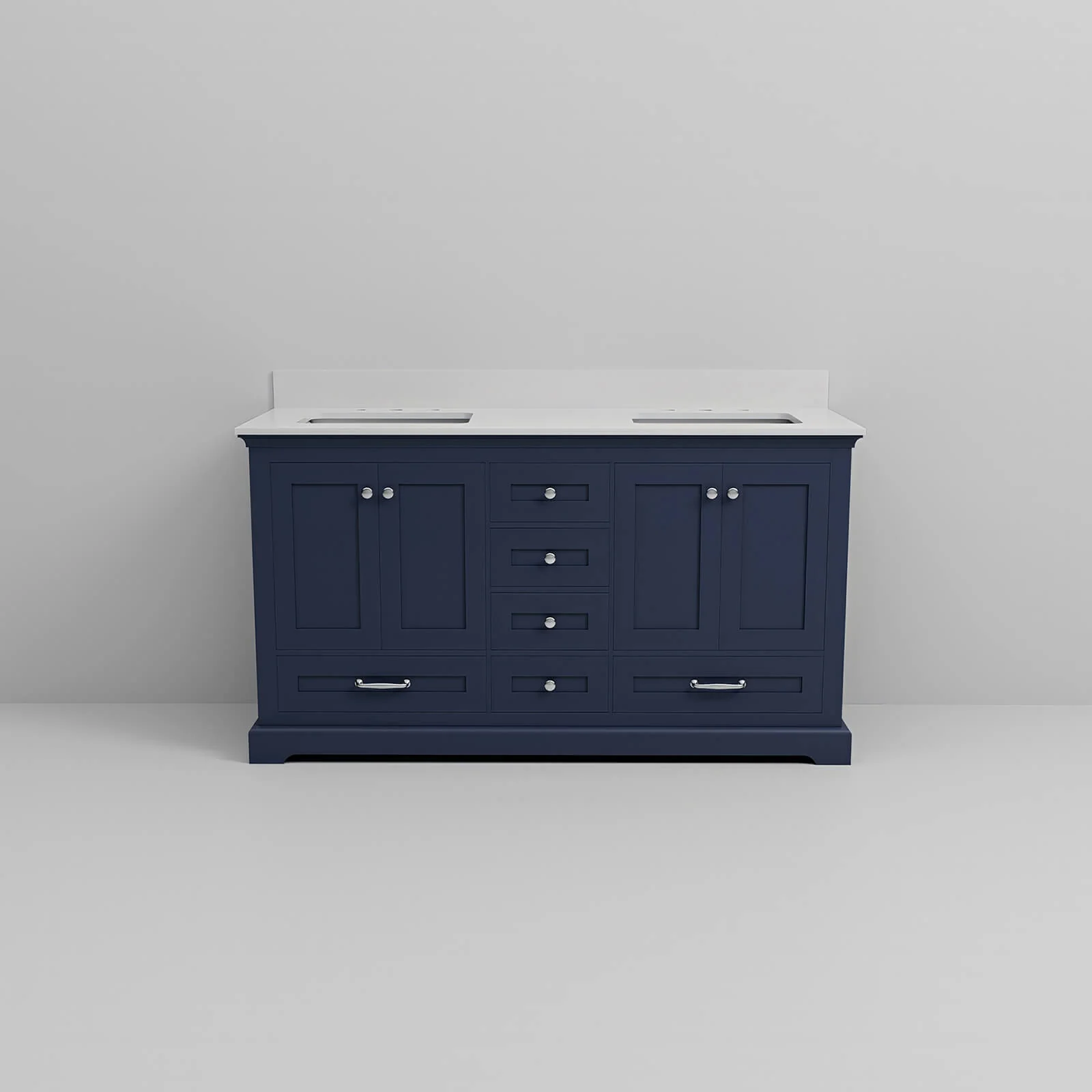 60" Rectangular Undermount Sink Blue Bathroom Vanity - Image 7