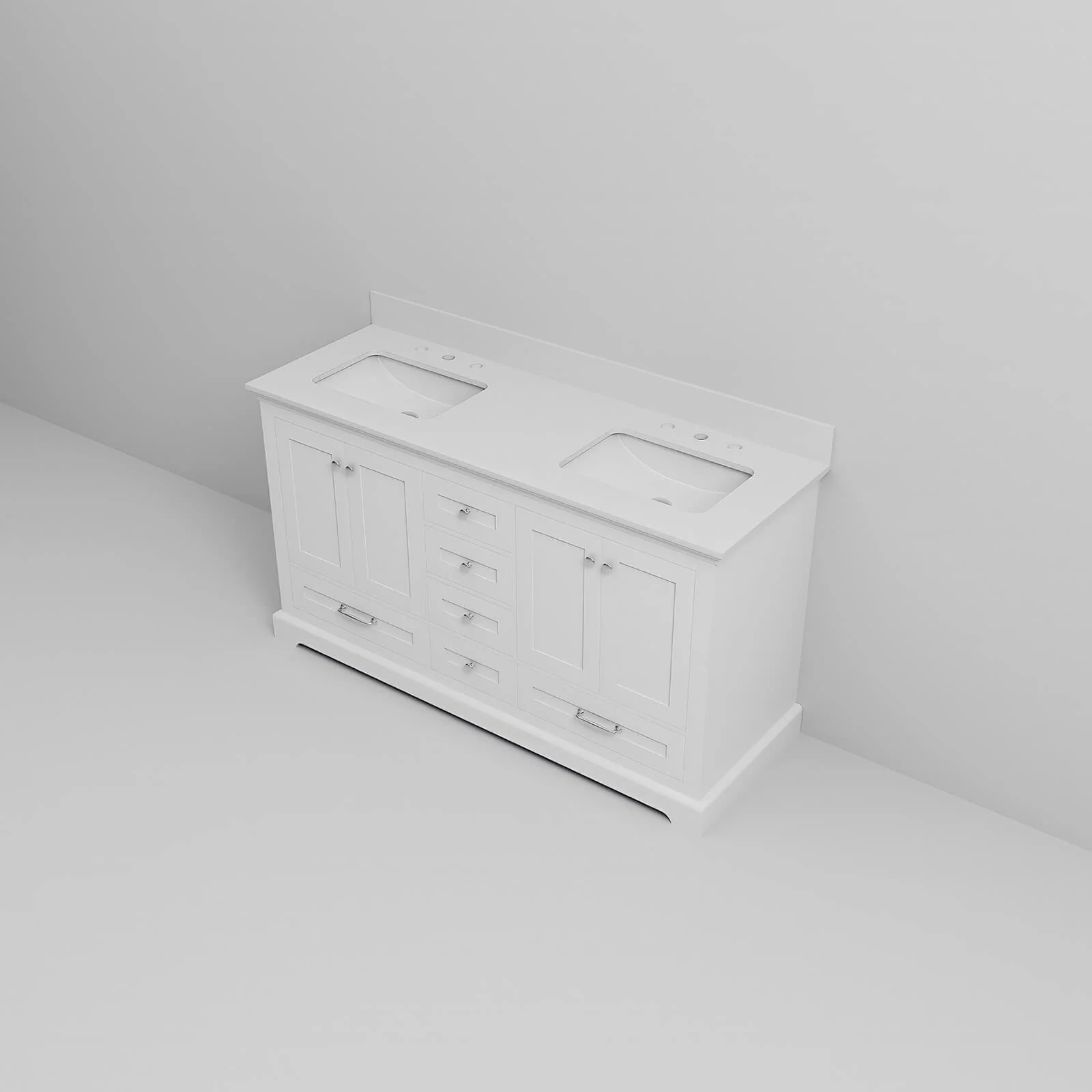 60" Rectangular Undermount Sink White Bathroom Vanity - Image 8