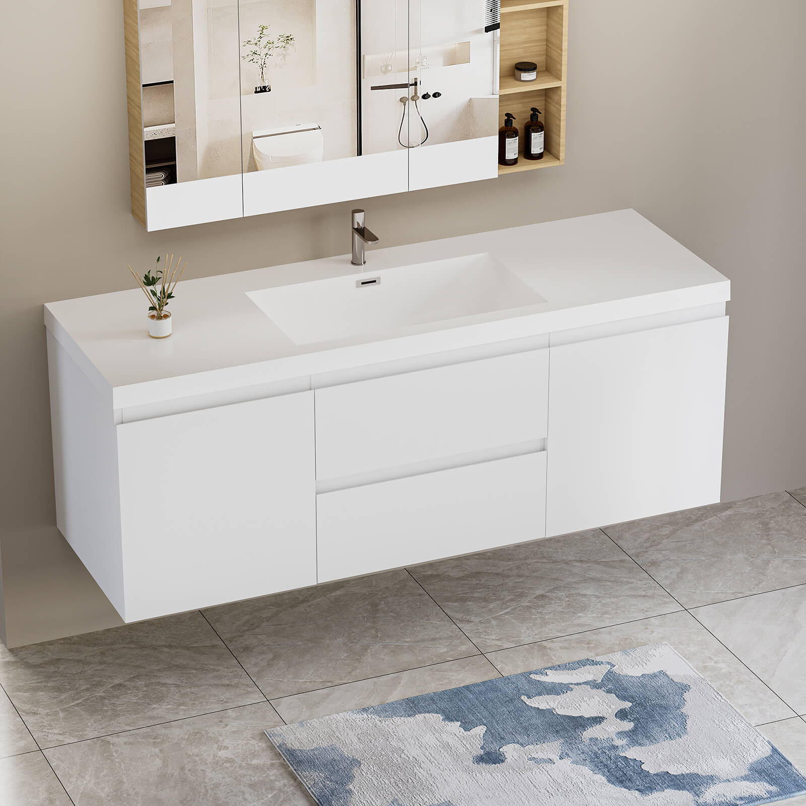 60" Single Sink Vanity Featuring a Spacious Countertop - Image 3