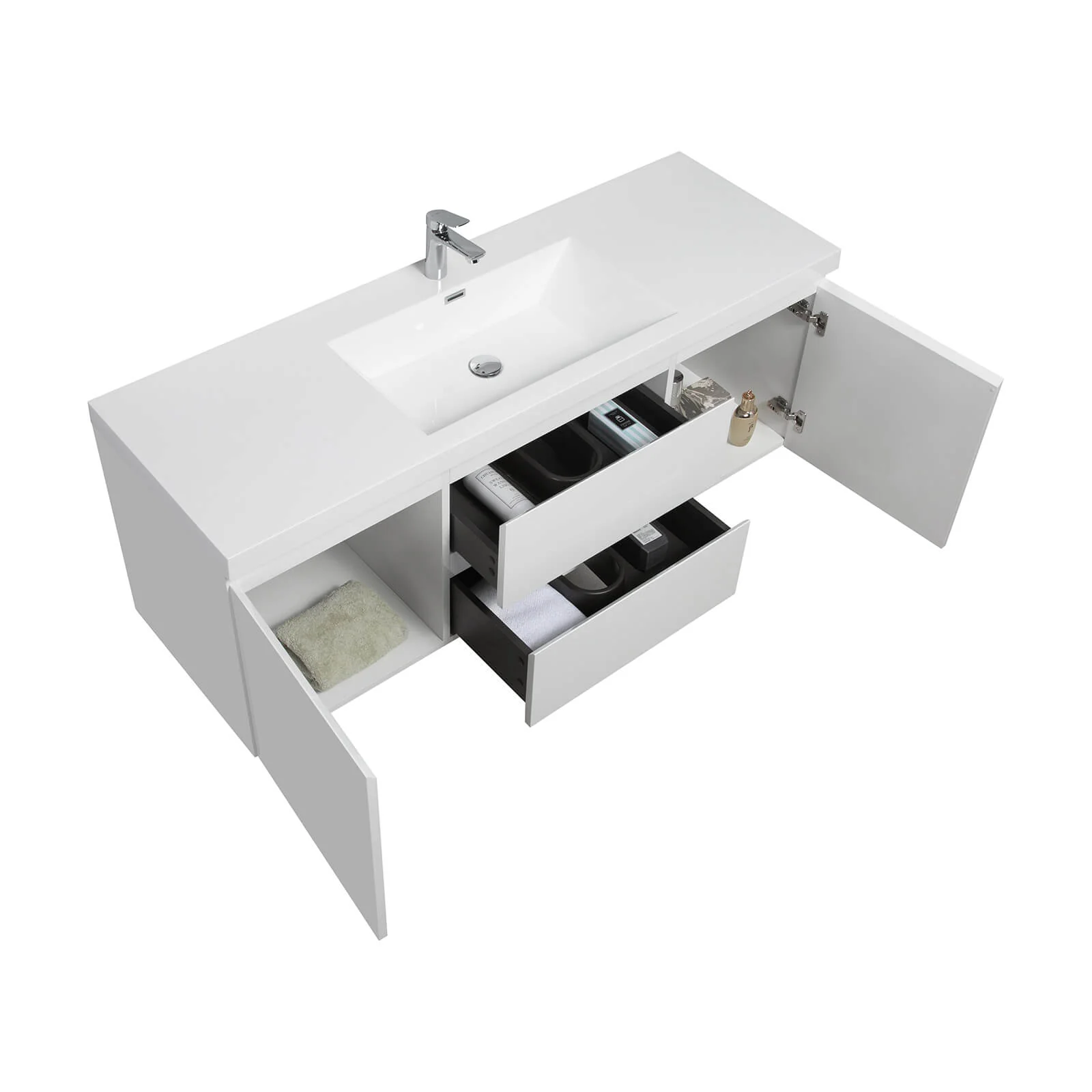 60" Single Sink Vanity Featuring a Spacious Countertop - Image 6