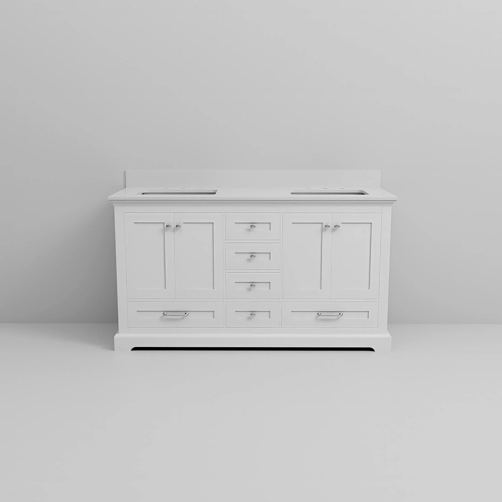 60" White Bathroom Vanity with Double Undermount Sinks - Image 7