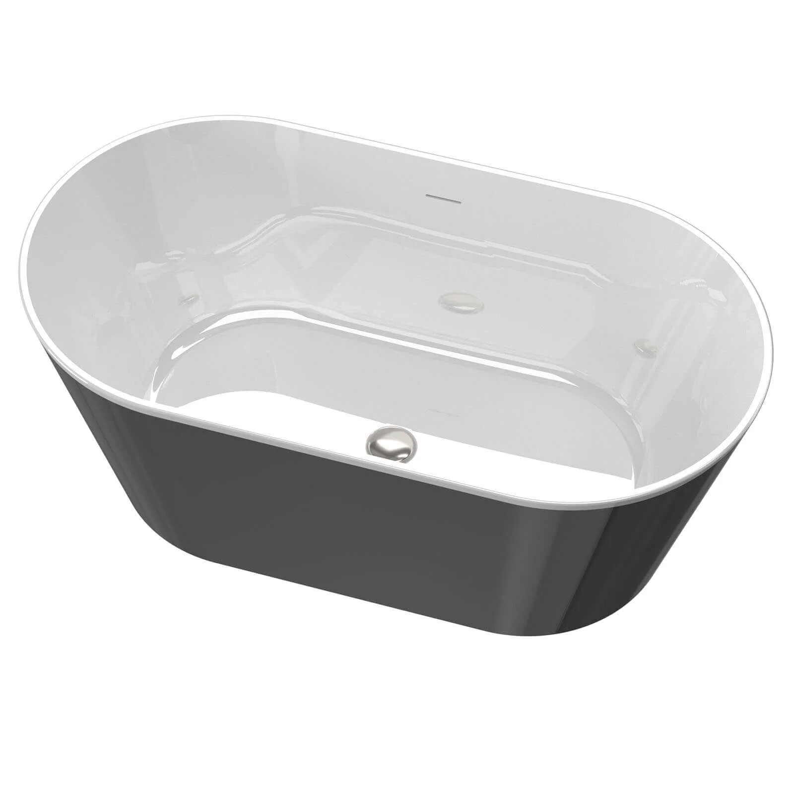 60" White + Black Acrylic Freestanding Bathtub - Image 4