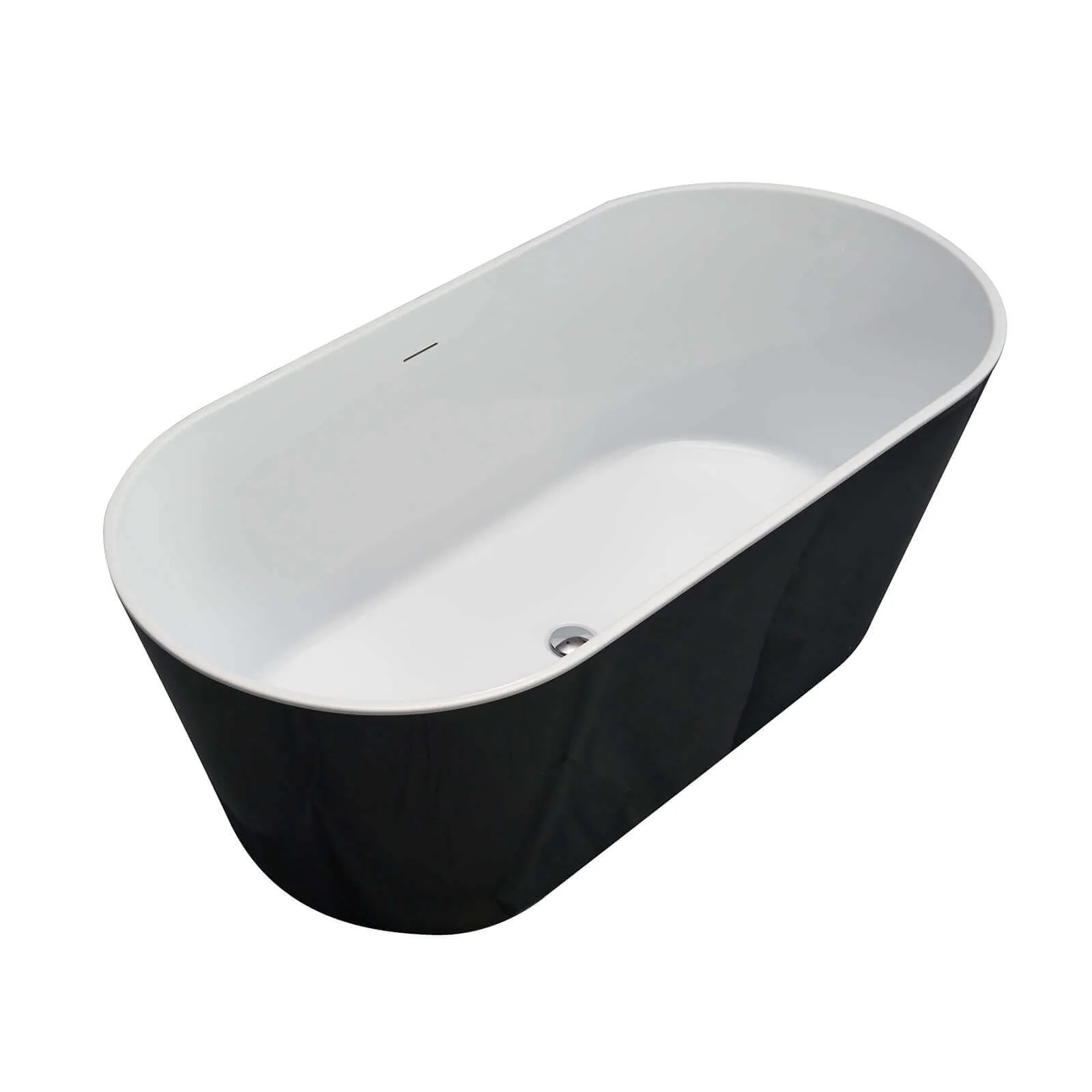60" White + Black Acrylic Freestanding Bathtub - Image 5