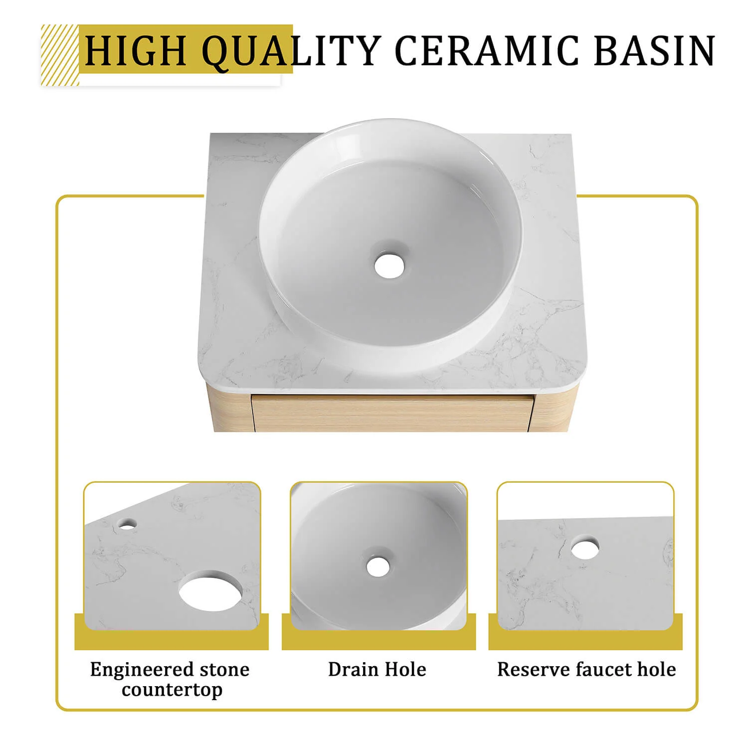 60" White Oak Bathroom Vanity with Double White Ceramic Sink and Open Shelves - Image 7