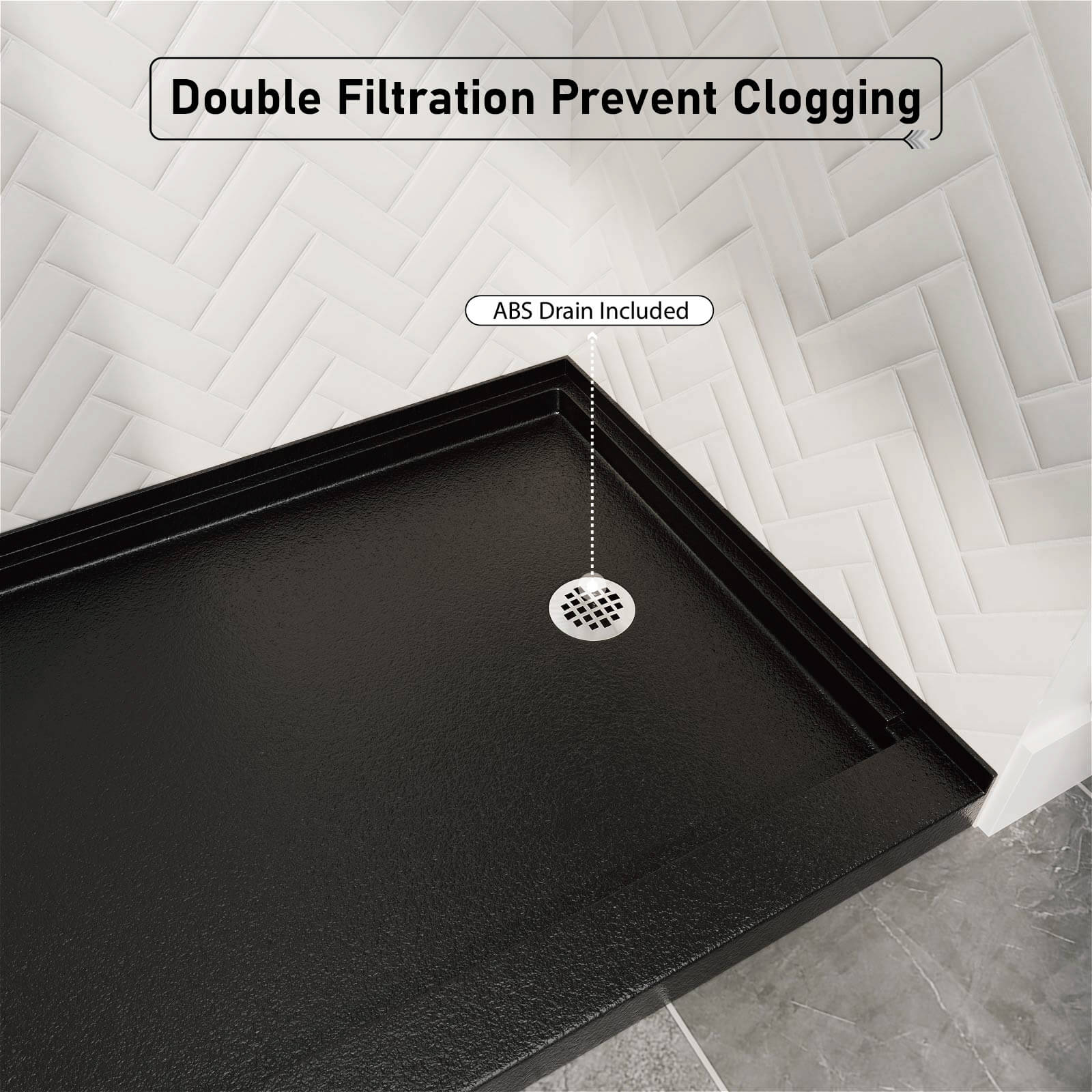 60" x 32" Single Threshold Right Drain Shower Base with Stainless Steel Drain Cover - Image 6