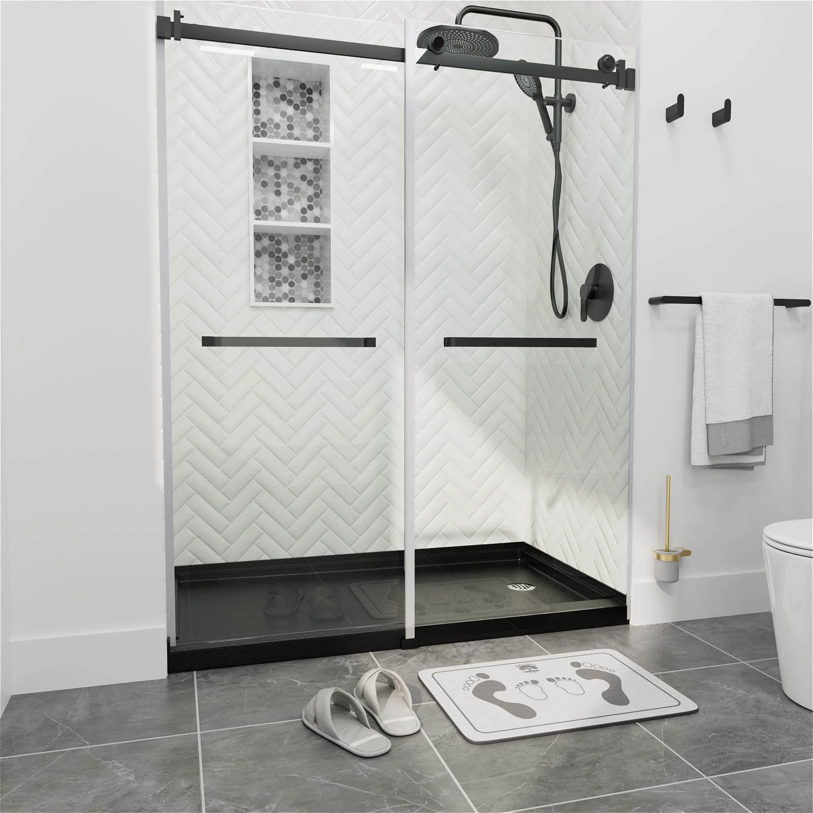 60" x 32" Single Threshold Right Drain Shower Base with Stainless Steel Drain Cover - Image 7