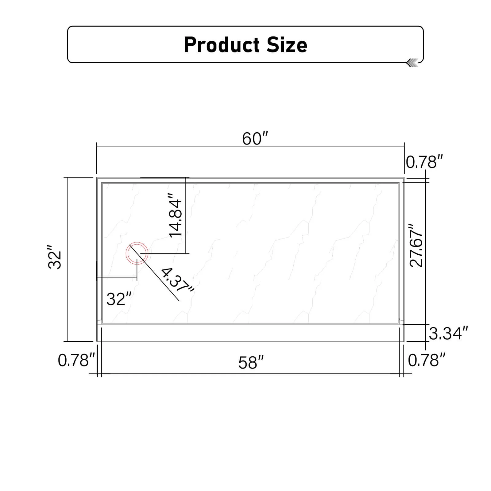 60" x 32" Single Threshold Right Drain Shower Base with Stainless Steel Drain Cover - Image 8