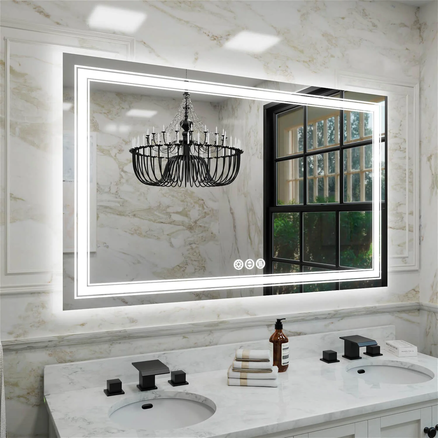 60"x36" LED Bathroom Mirror Anti-Fog Shatterproof ETL Certified - Image 3