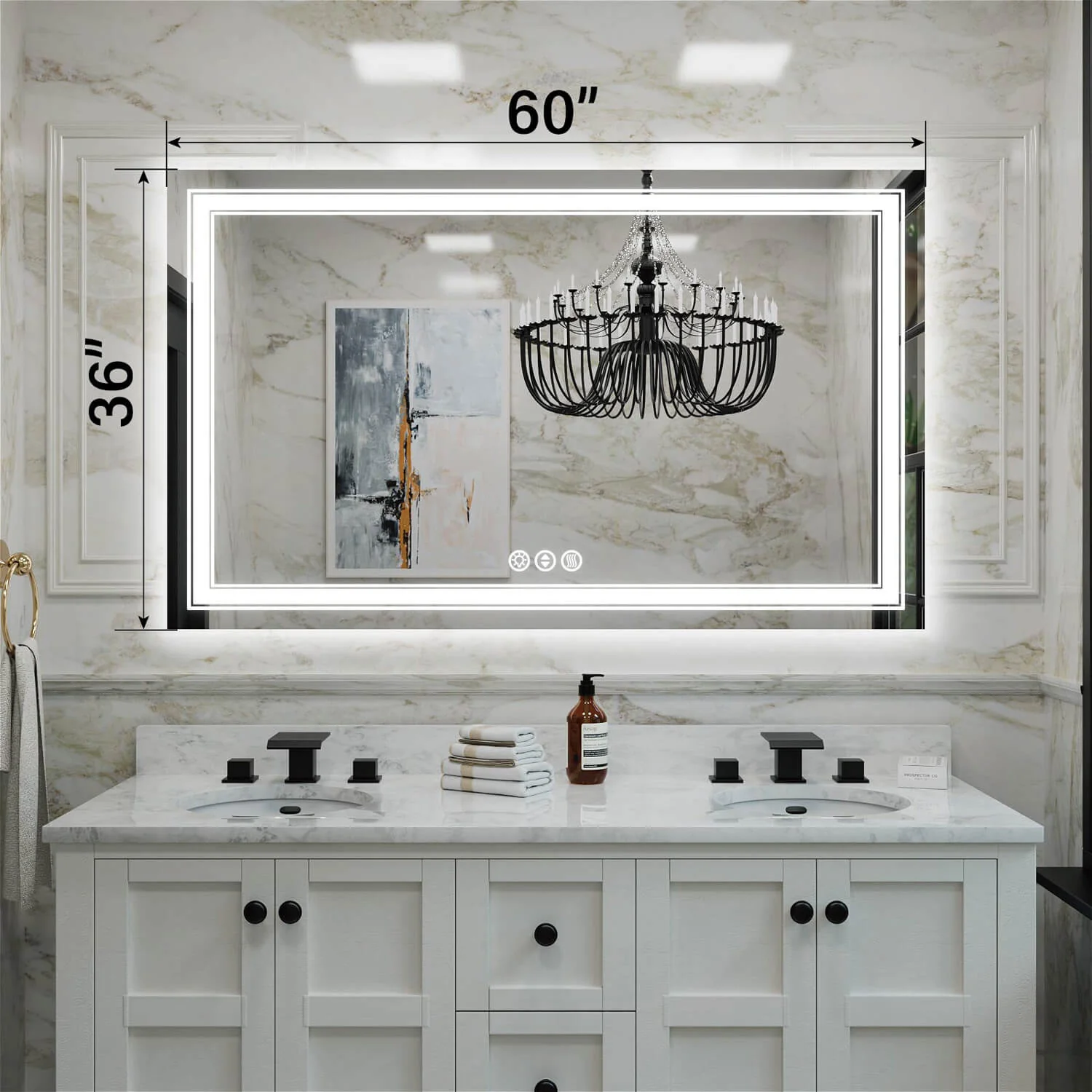 60"x36" LED Bathroom Mirror Anti-Fog Shatterproof ETL Certified - Image 4