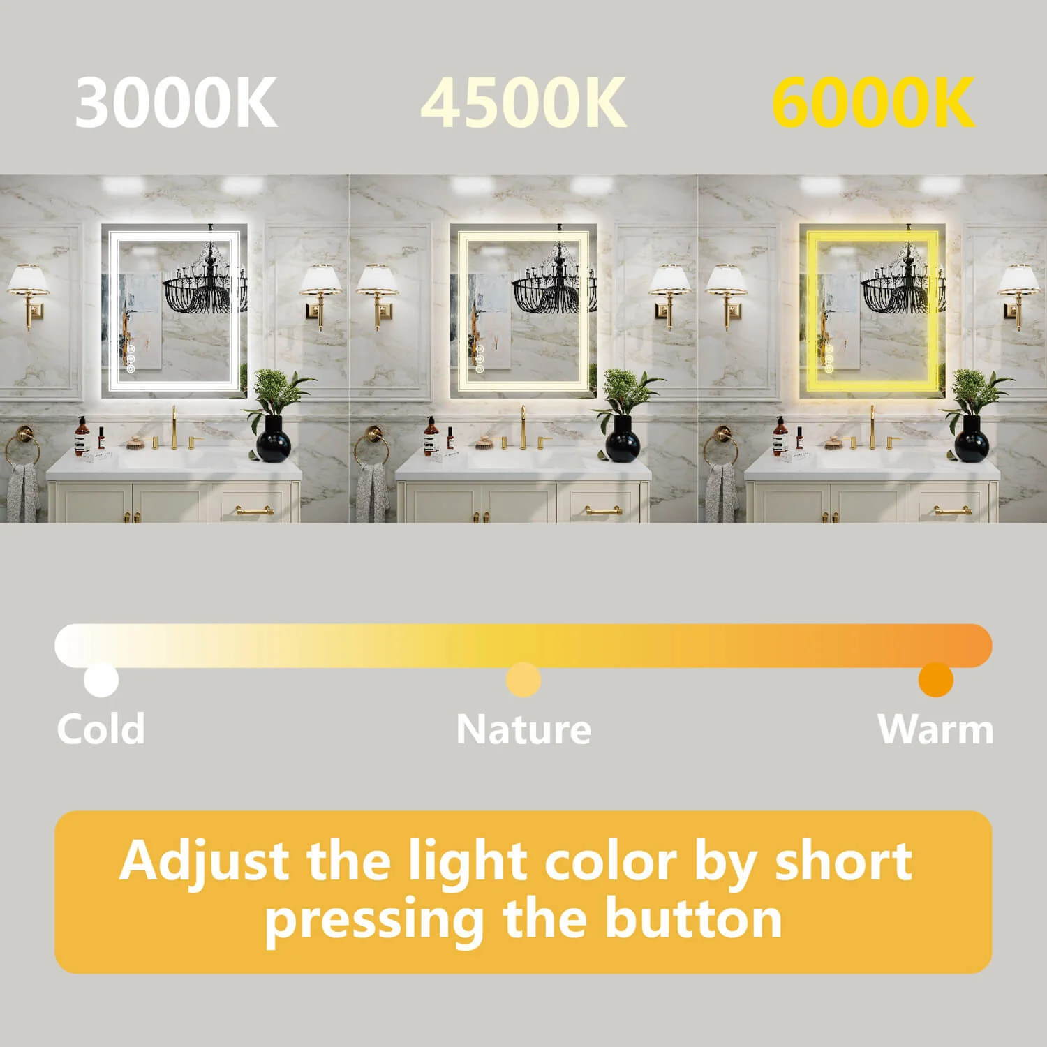 30"x36" LED Bathroom Mirror Anti-Fog Shatterproof ETL Certified - Image 6