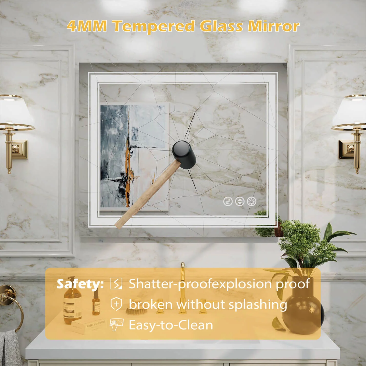 30"x36" LED Bathroom Mirror Anti-Fog Shatterproof ETL Certified - Image 7