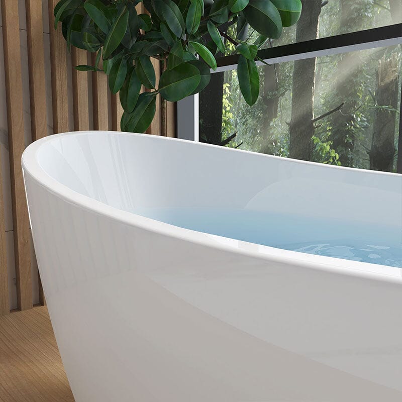Mokleba 62'' Acrylic Double Slipper Freestanding Soaking Bathtub Glossy White - Image 10