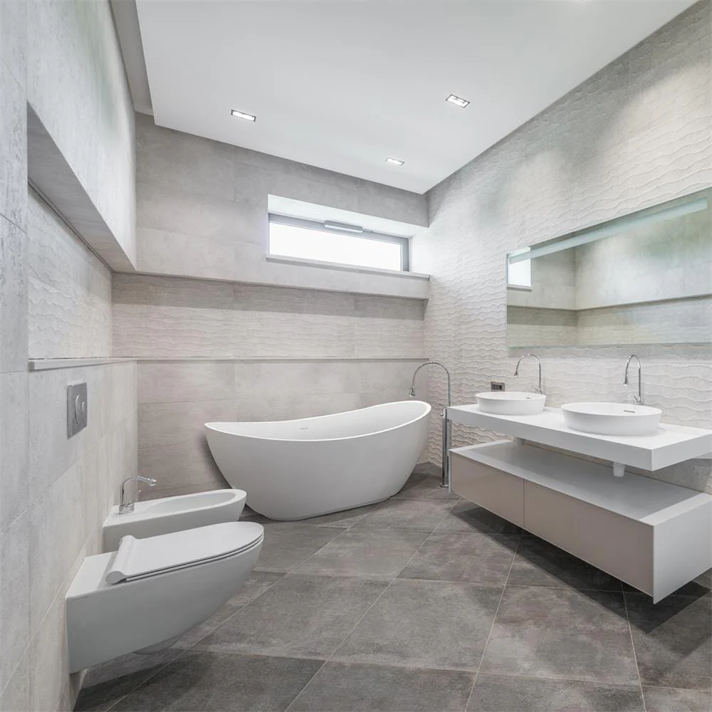 Mokleba 62'' Acrylic Double Slipper Freestanding Soaking Bathtub Glossy White - Image 7