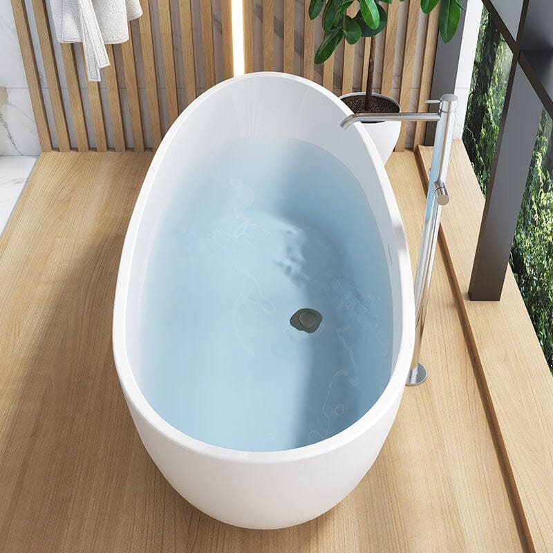 Mokleba 62'' Acrylic Double Slipper Freestanding Soaking Bathtub Glossy White - Image 8